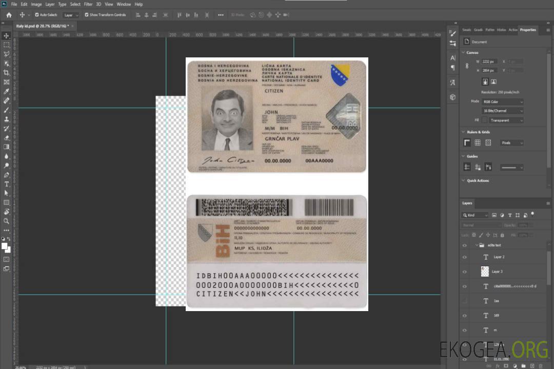 Carte d'identité de Bosnie-Herzégovine (2) template
